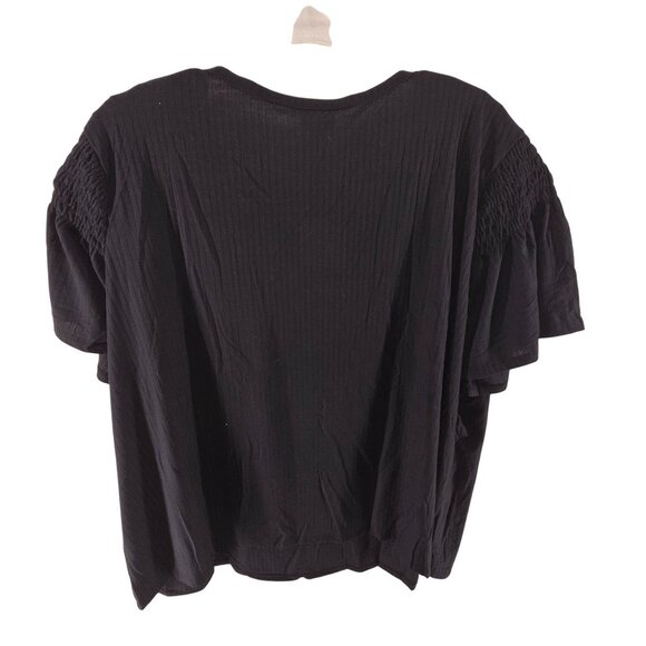 LulaRoe NWT Women's Stephanie Smocked Short Sleeve Pullover Top Black Size 3XL - Picture 4 of 10